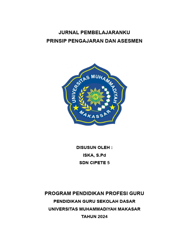Jurnal pembelajaranku prinsip pengajaran dan asesmen pdf