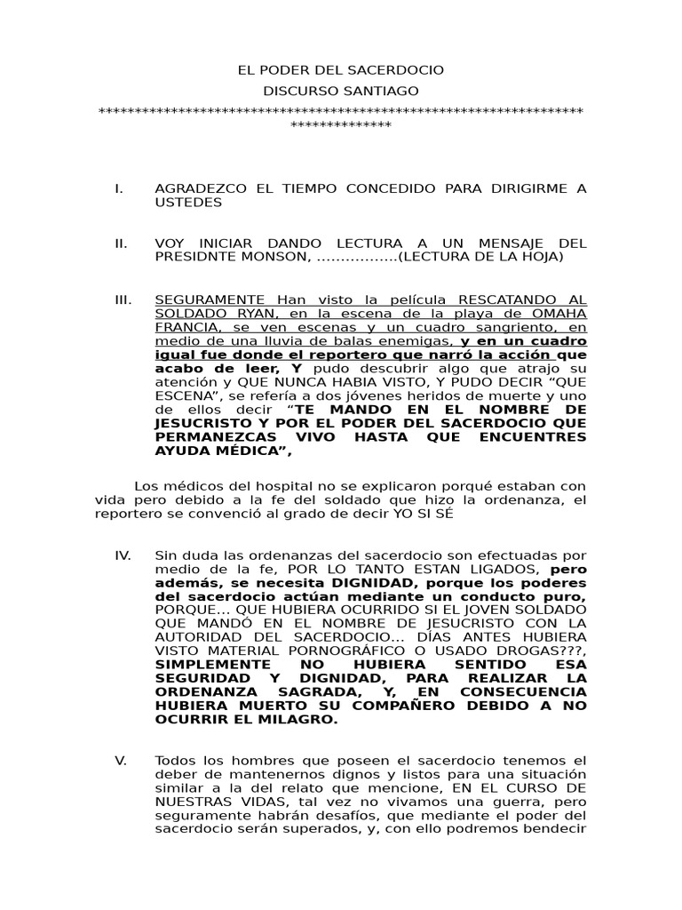 Discurso Santiago El Poder Del Sacerdocio | PDF