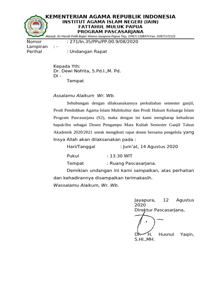 Undangan Rapat Dosen | PDF
