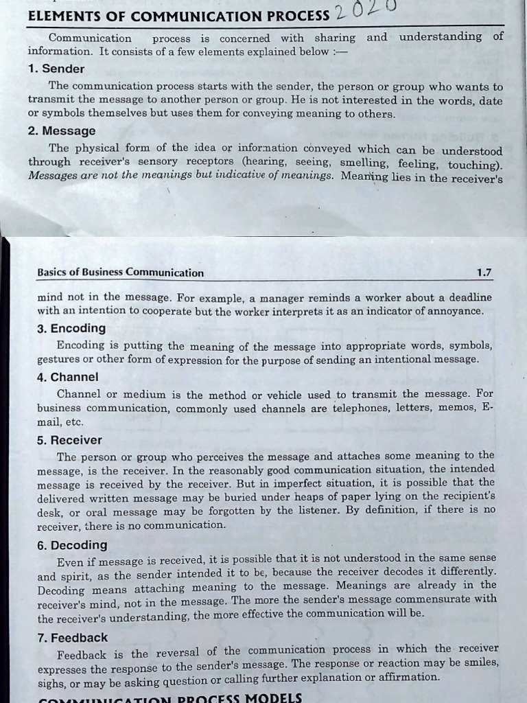 Key Elements of Communication Process | PDF | Communication | Nonverbal ...