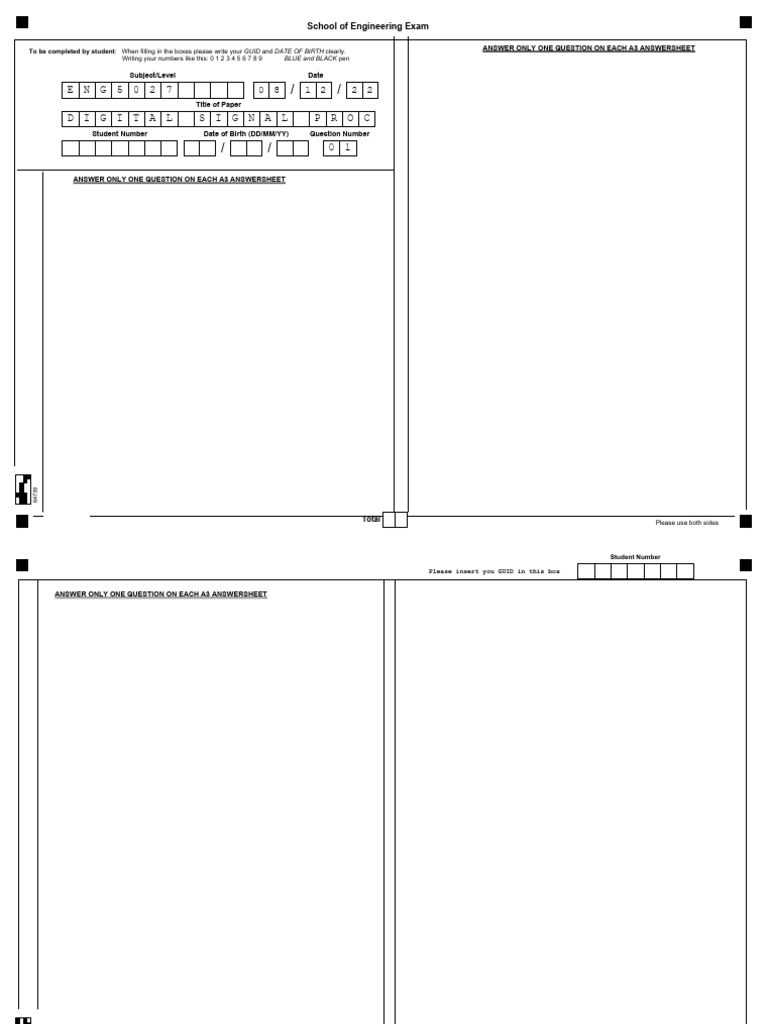 ENG5027 1 ENG5027 A3 Teleform Answersheet MERGED | PDF
