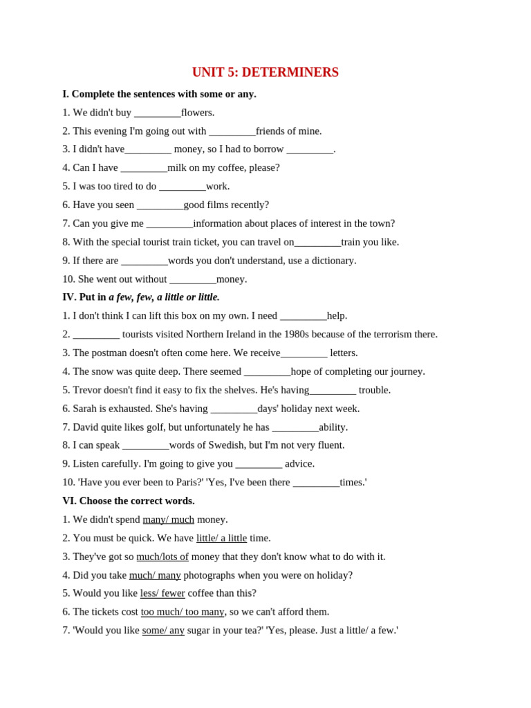 Determiners 1 | PDF