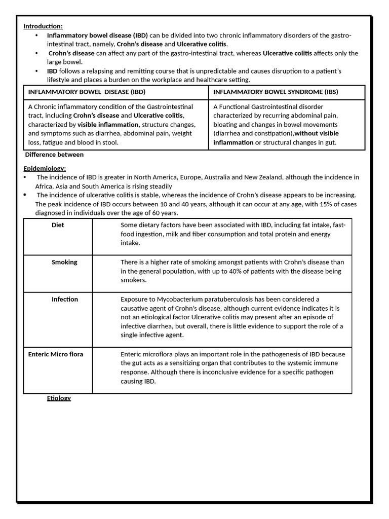 Overview of Inflammatory Bowel Diseases | PDF | Inflammatory Bowel ...