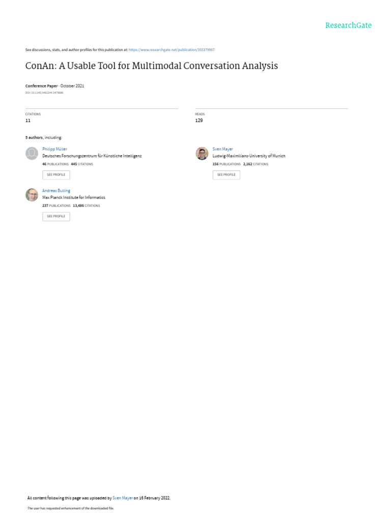 ConAn: AUsable Tool For Multimodal Conversation Analysis | PDF
