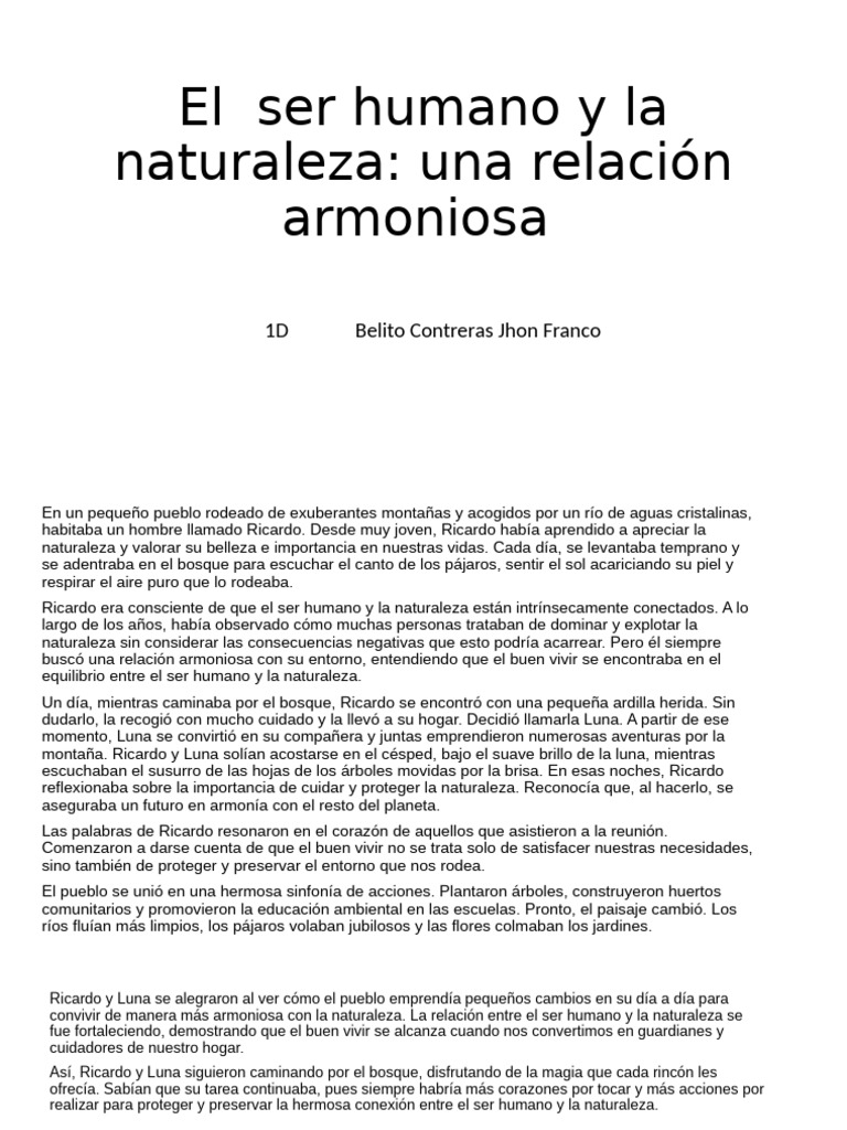El Ser Humano y La Naturaleza | PDF