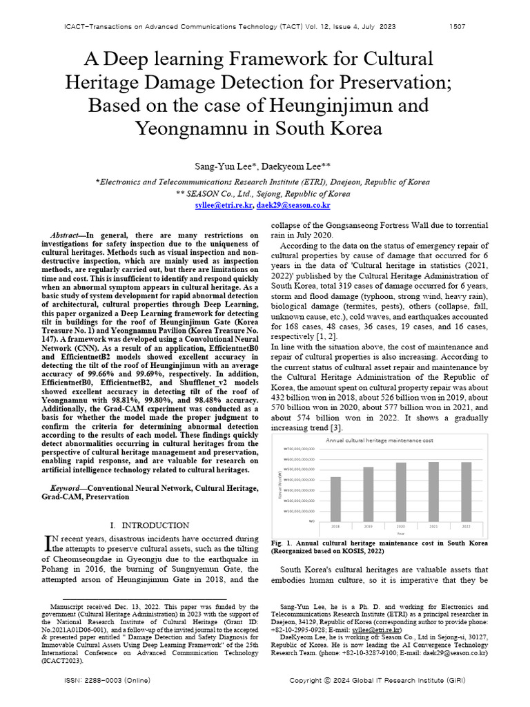 A Deep Learning Framework For Cultural Heritage Damage Detection For ...