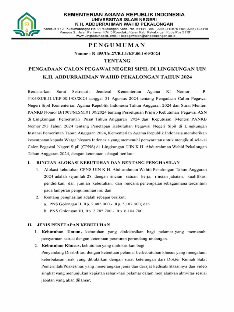 Pengumuman Formasi Cpns Yogyakarta