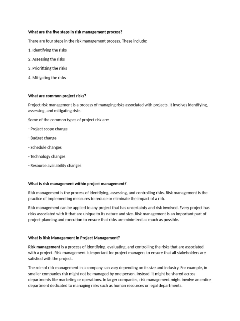 Five Steps in Project Risk Management | PDF | Risk Management | Risk