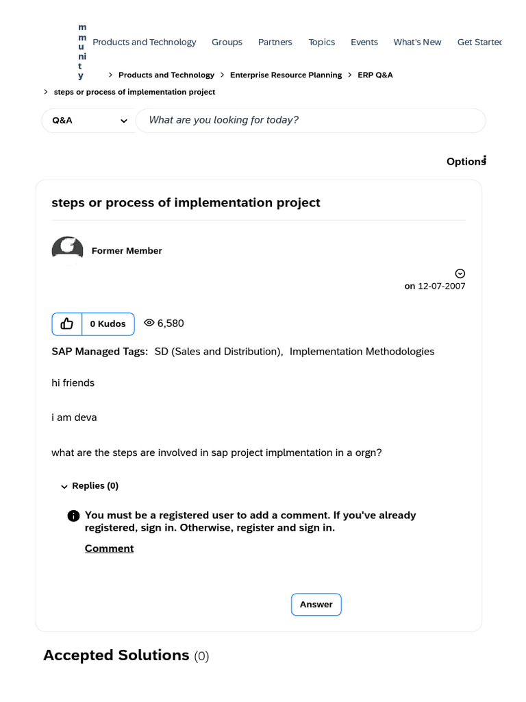 Steps or Process of Implementation Project - SAP Community | PDF