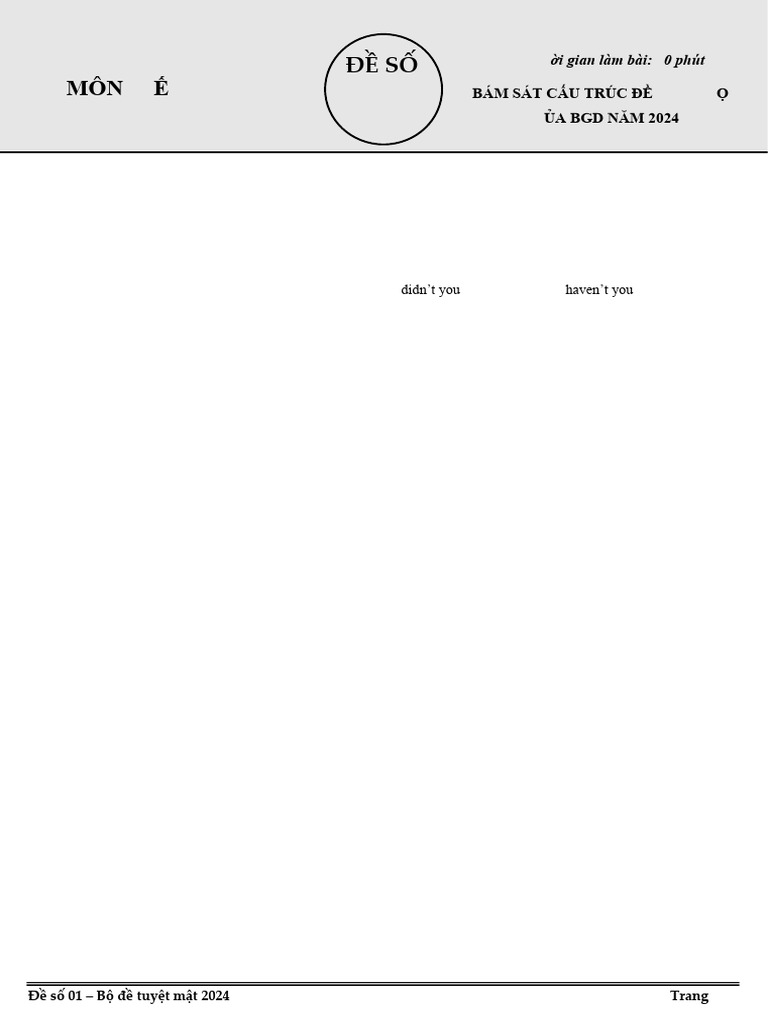 de So 01 Mon Tieng Anh | PDF