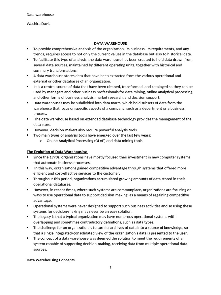 Data Warehouse Pdf Data Warehouse Databases