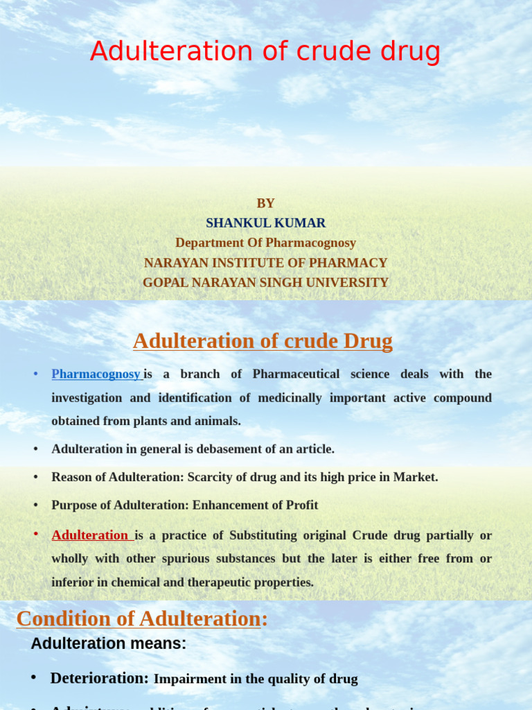 Adulteration of Crude Drug | PDF