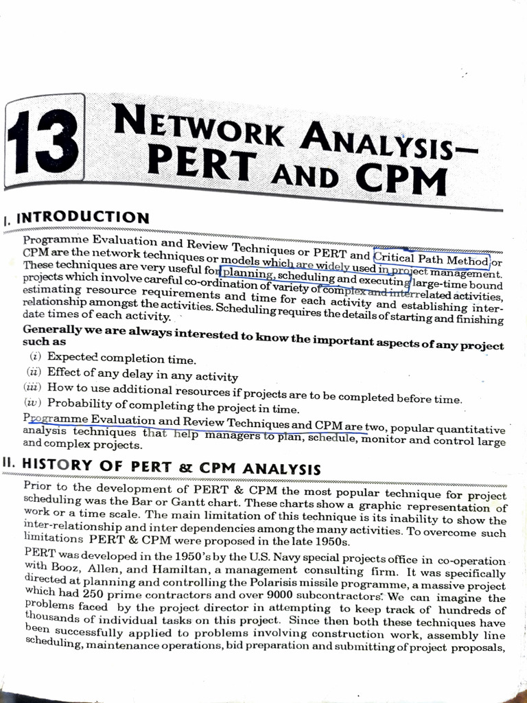 Network Analysis PERT and CPM | PDF