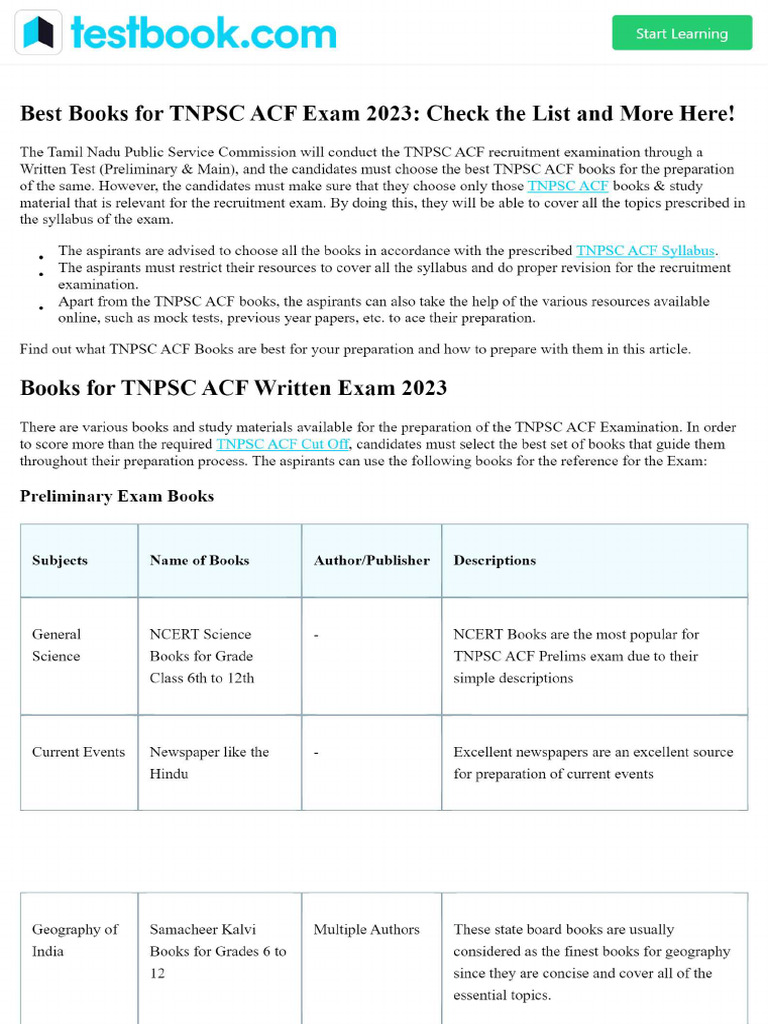 Best Books For TNPSC ACF Exam 2023 - Check The List and More Here! | PDF