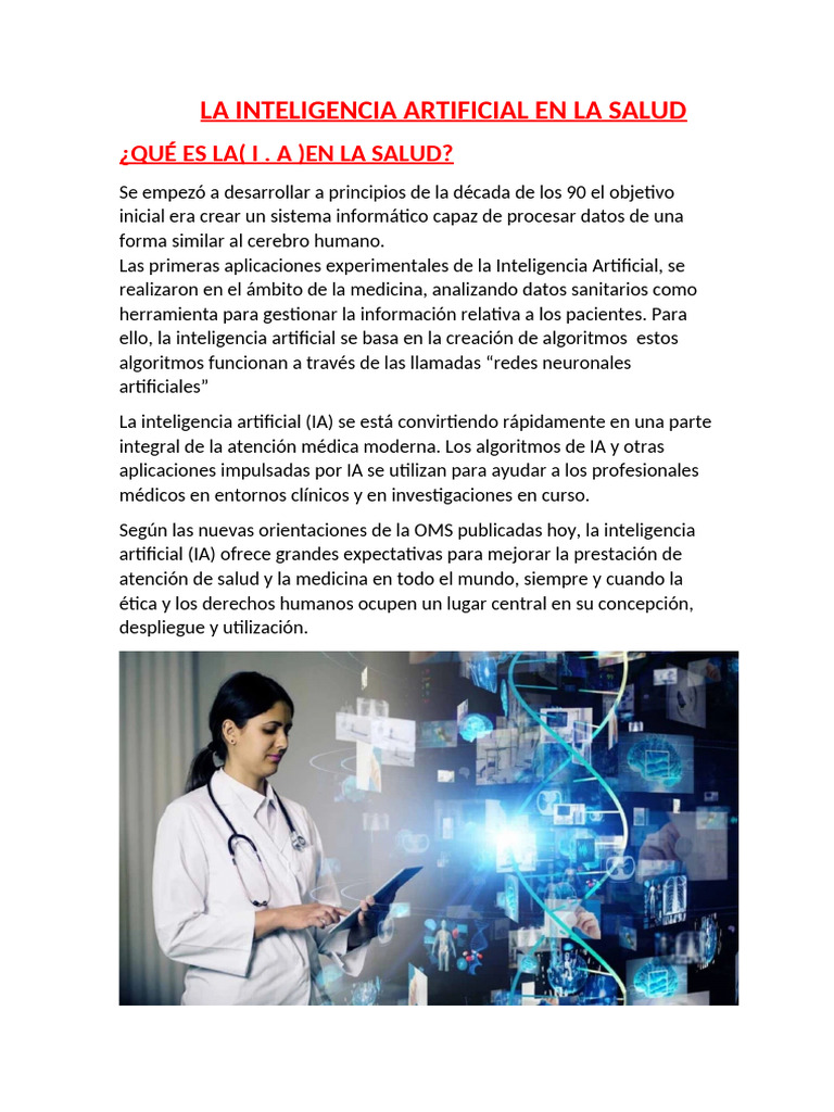 La Inteligencia Artificial en La Salud | PDF