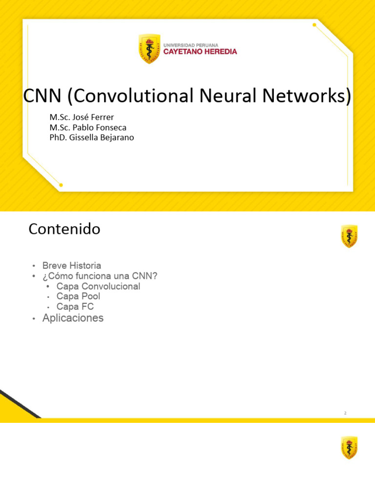 CNN (Convolutional Neural Networks) : M.Sc. José Ferrer M.Sc. Pablo ...