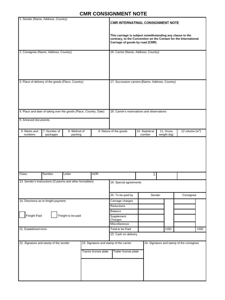 CMR Consignment Note | PDF
