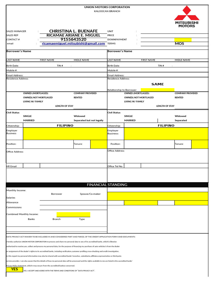 0 Blank-Application | PDF | Car Body Styles | Motor Vehicle