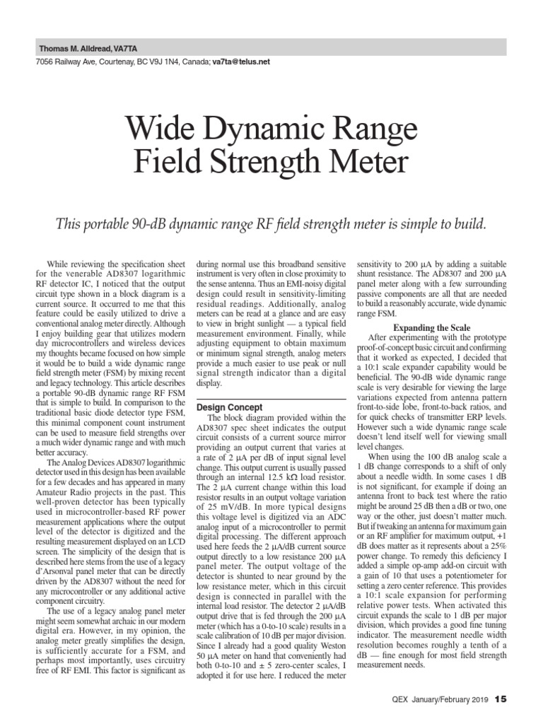 Wide Dynamic Range Field Strength Meter | PDF