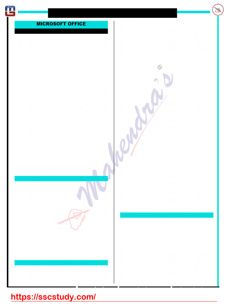 Mahindra Computer Notes in English (MS-Office) | PDF