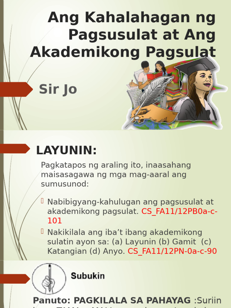 Ang Kahalahagan NG Pagsusulat at Ang Akademikong | PDF