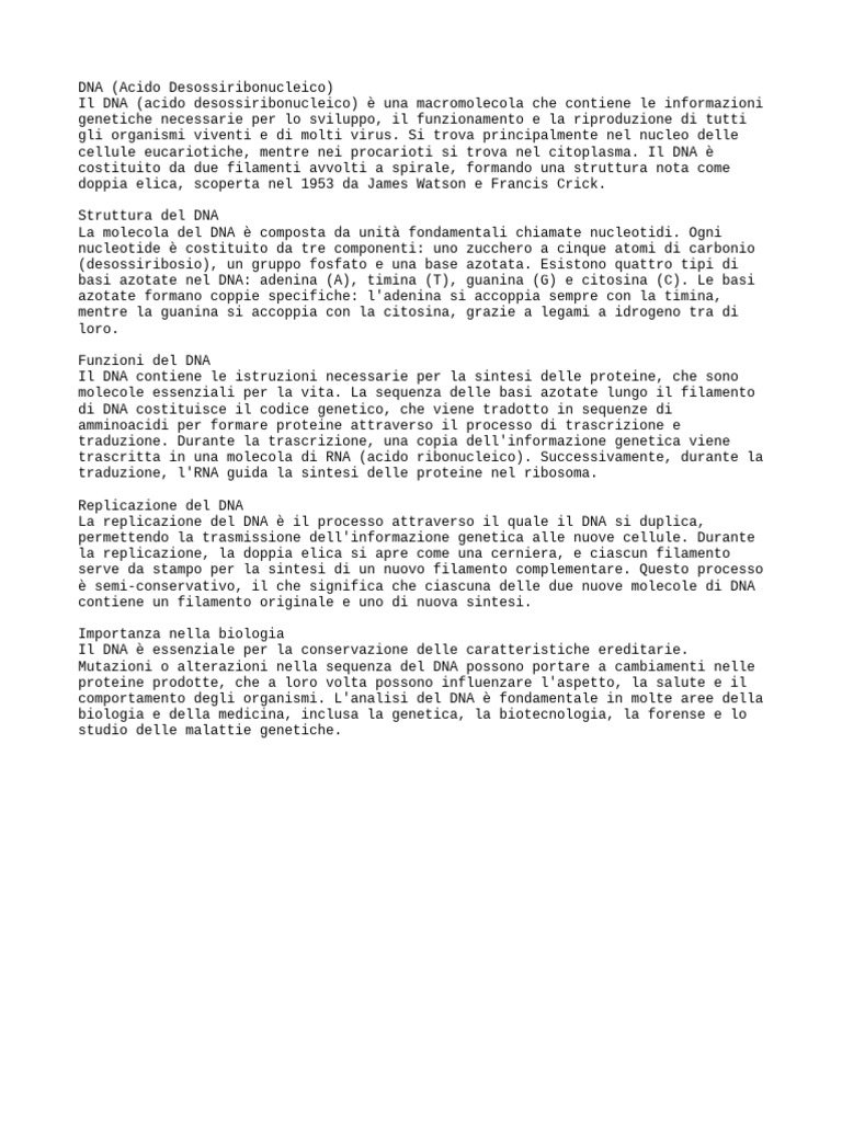 DNA Spiegazione | PDF