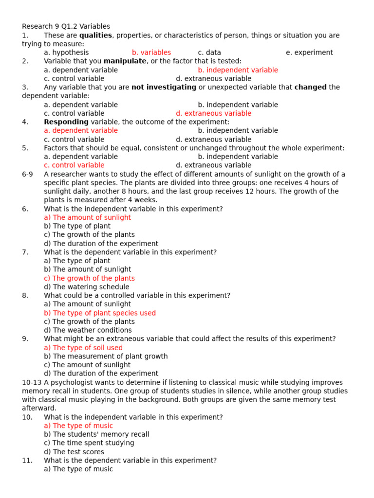 Understanding Research Variables and Hypotheses | PDF | Experiment ...