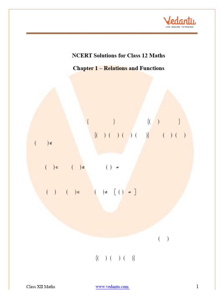Class 12 NCERT Solutions: Relations & Functions | PDF | Function ...
