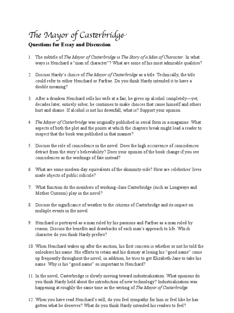 TMOC Questions For Essay and Discussion | PDF