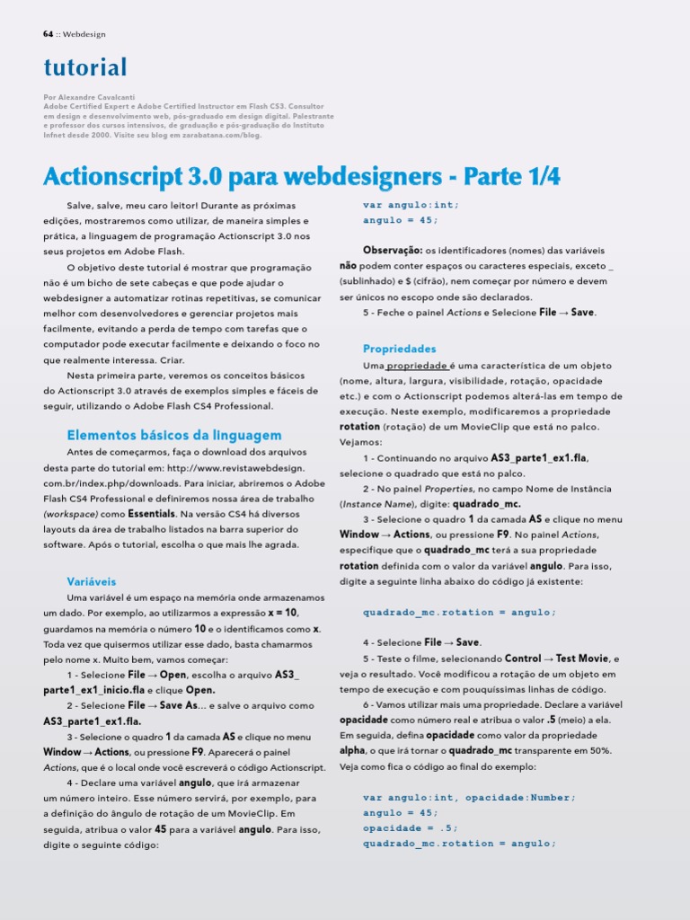 Tutorial Action Script 70 | PDF | Adobe Flash | Roteiro de ação