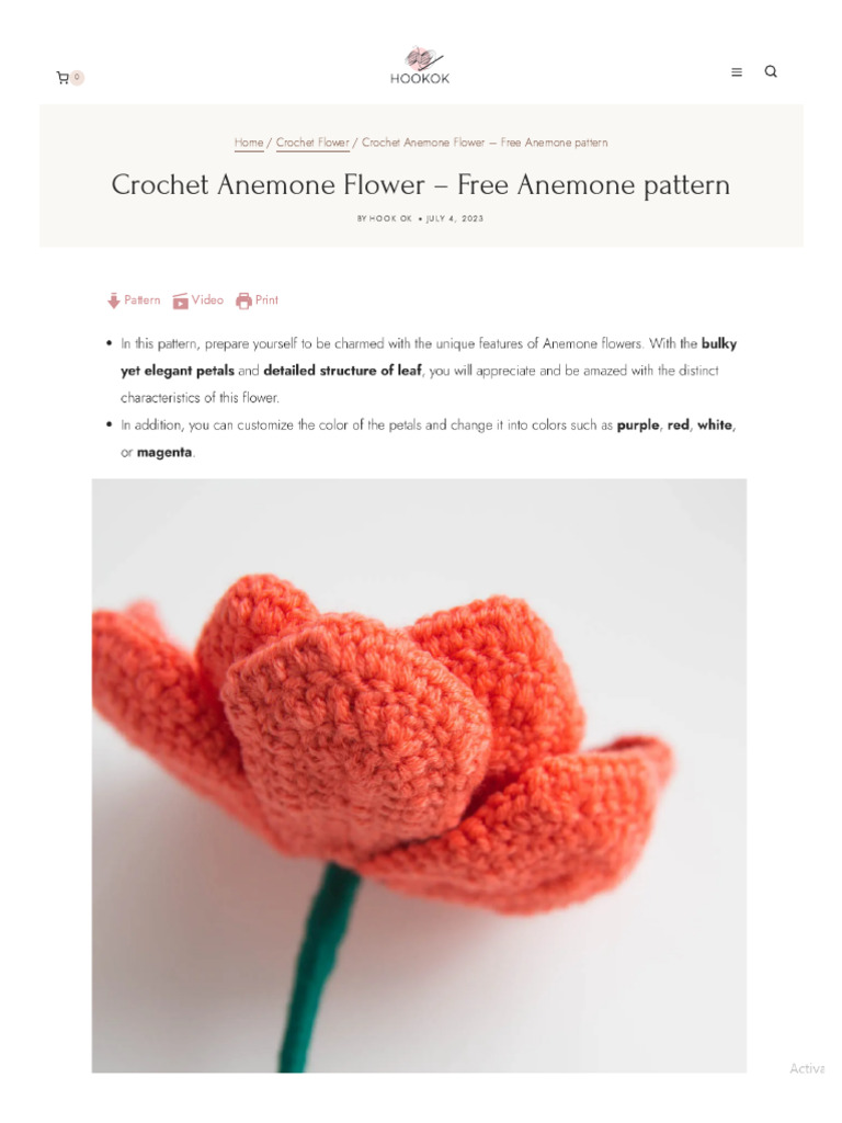 Crochet Anemone Flower - Free Anemone Pattern - Hookok | PDF