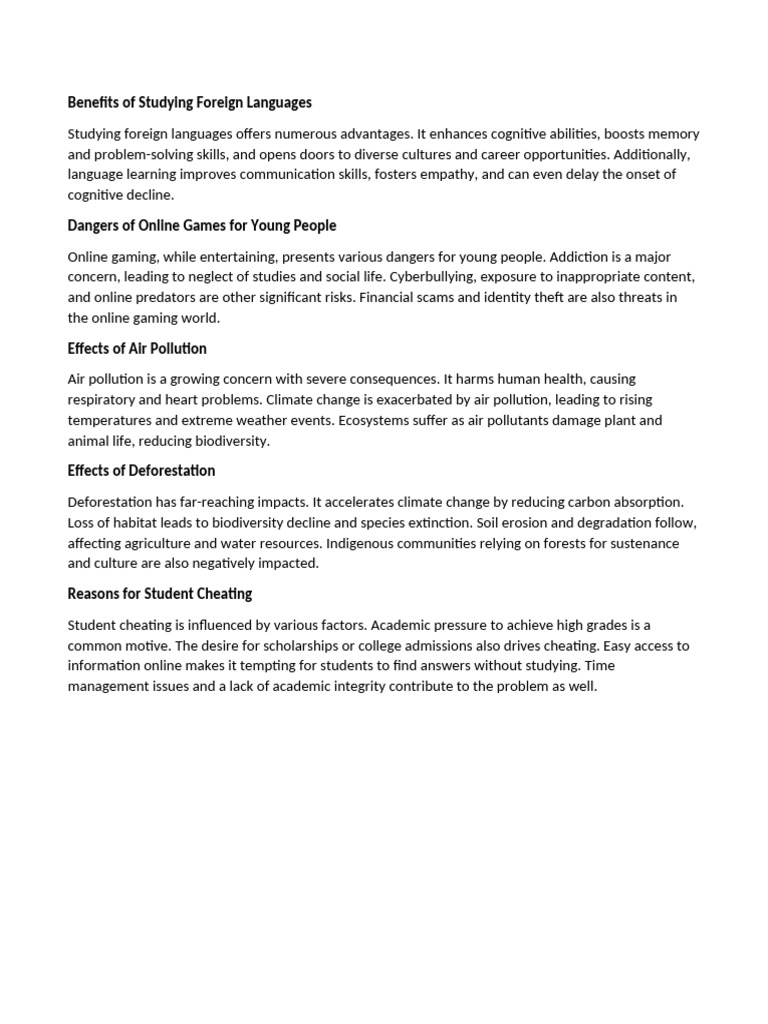 Benefits of Studying Foreign Languages | PDF