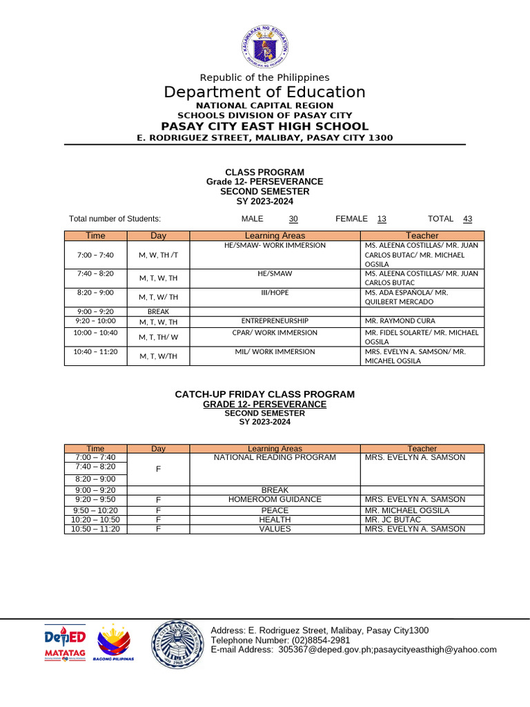 Ogsila-Dst Schedule | PDF