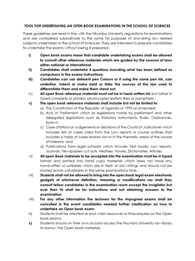2023 Guidelines and Tools For Undertaking An Open Book Examinations in ...