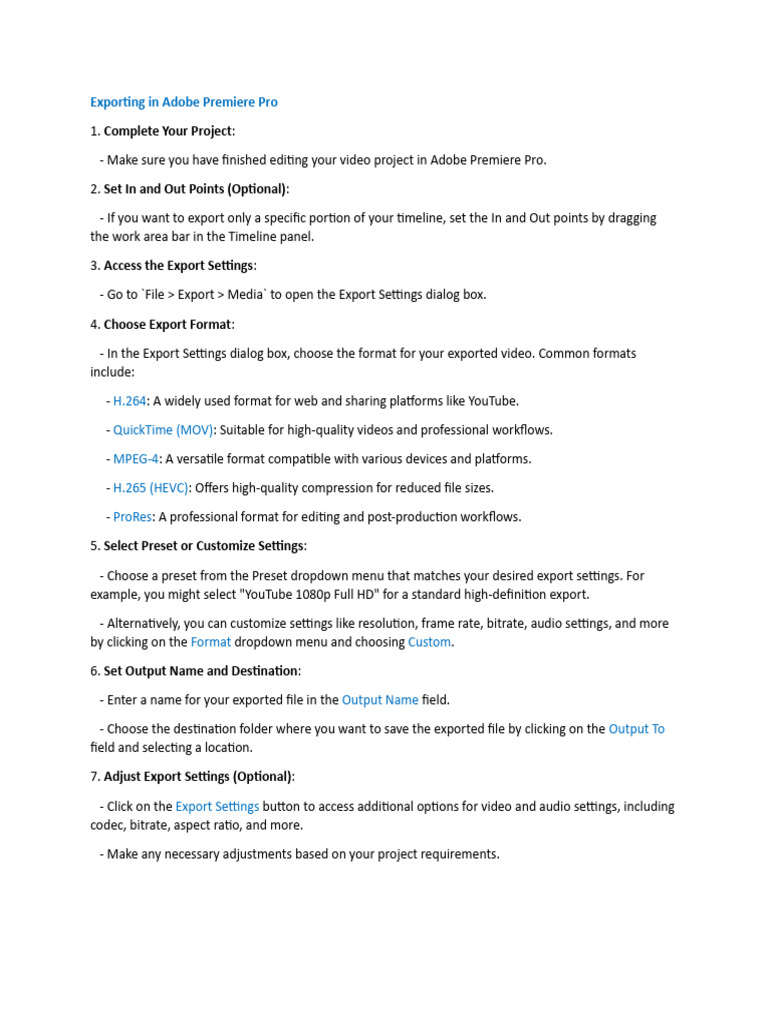 Exporting Projects in Premiere Pro | PDF | Multimedia | Technology ...