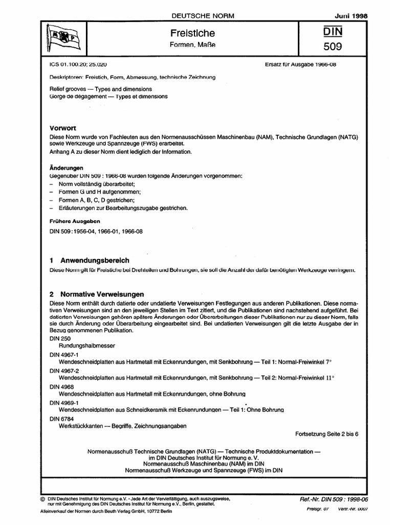 DIN 00509꞉1998 | PDF