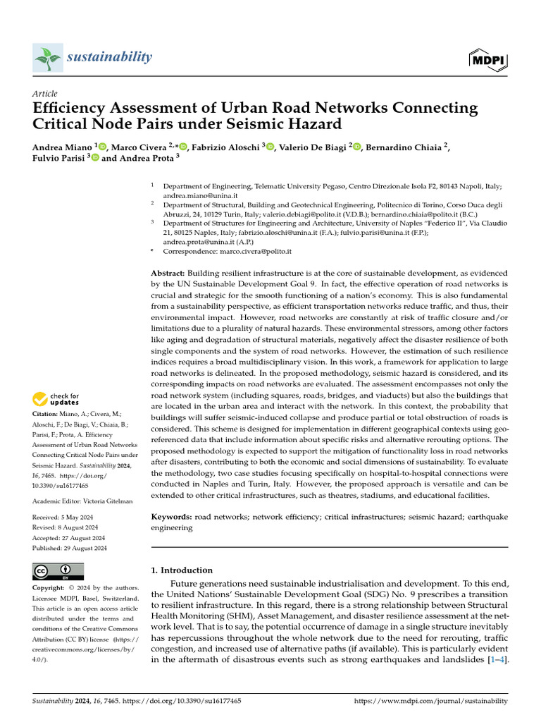 Efficiency Assessment of Urban Road Networks Conne | PDF