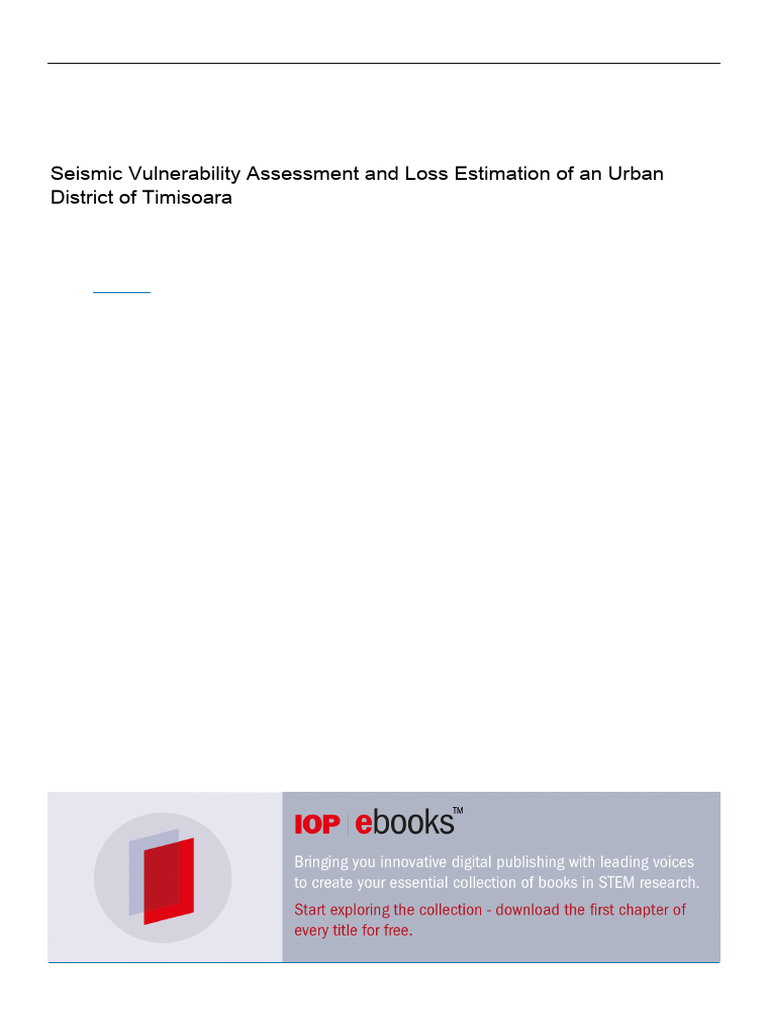 Seismic Vulnerability Assessment and Loss Estimati | PDF