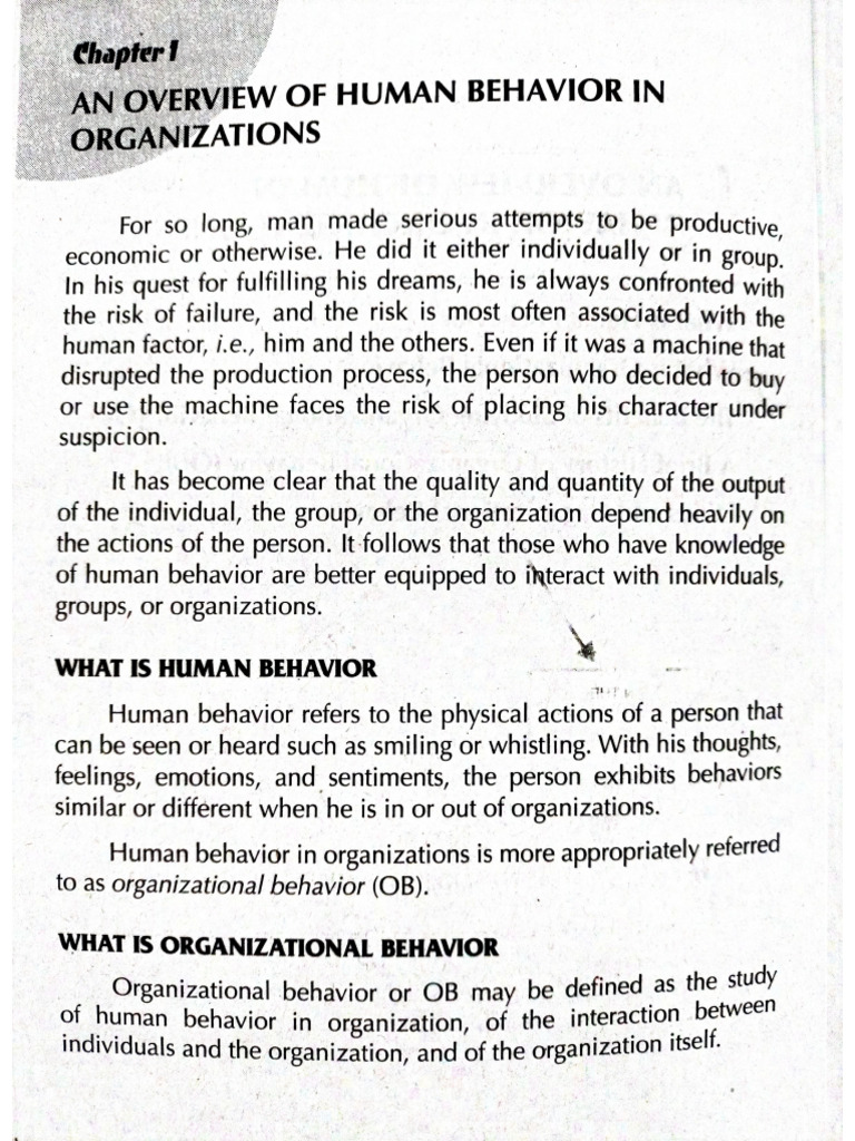 Chapter 1 Human Behavior in Org | PDF