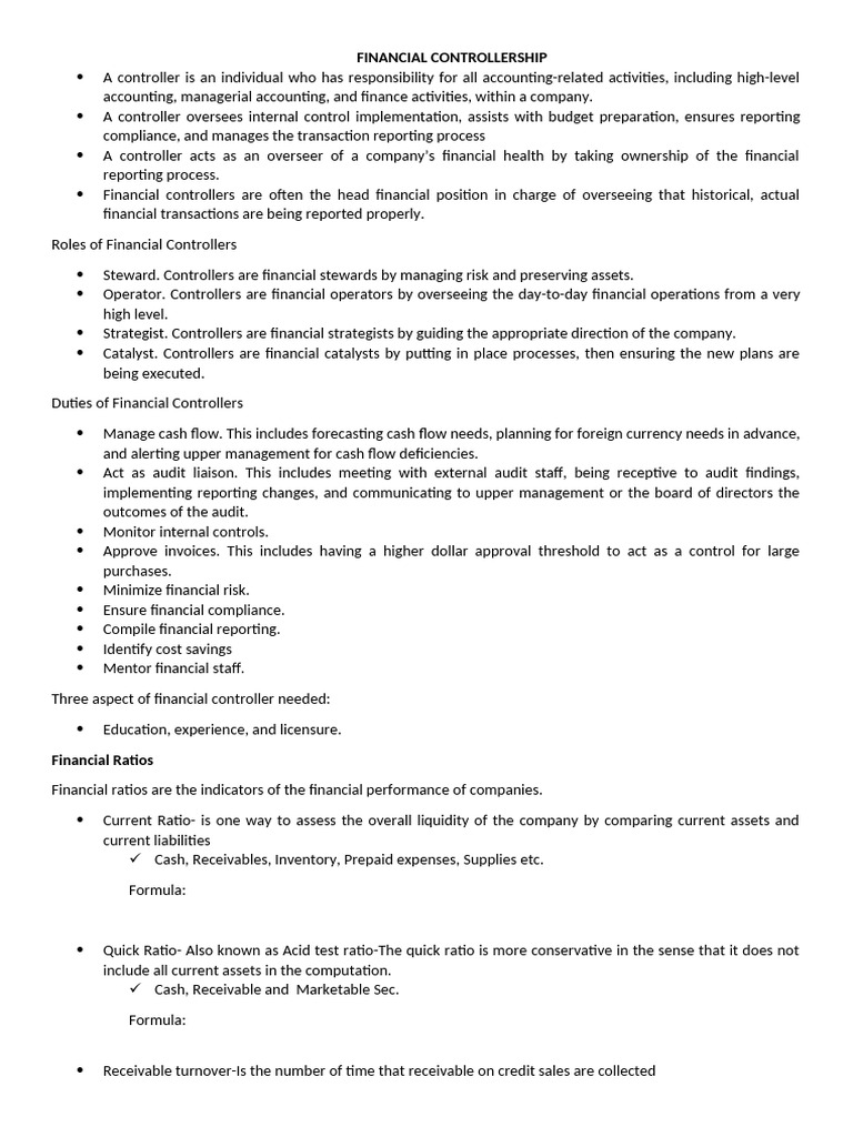 Financial Controllership | PDF
