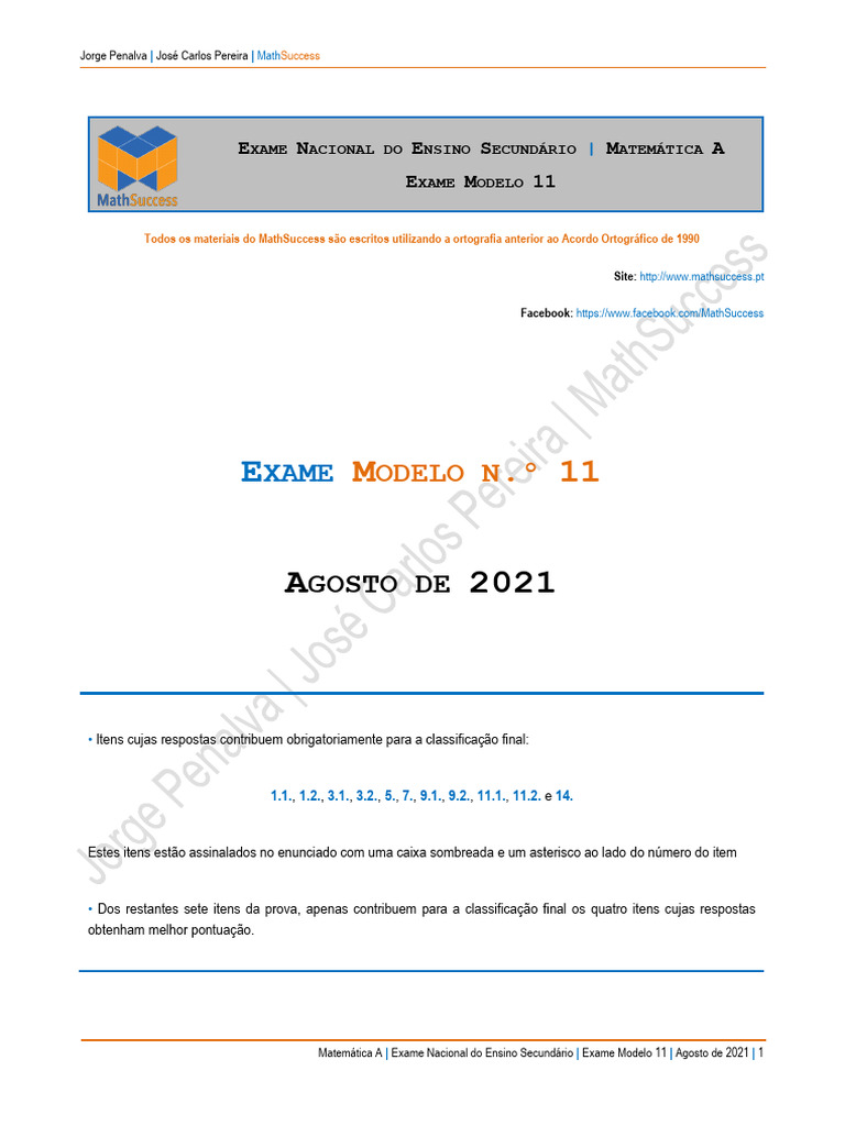 Exame Modelo 11 + Resolução | PDF