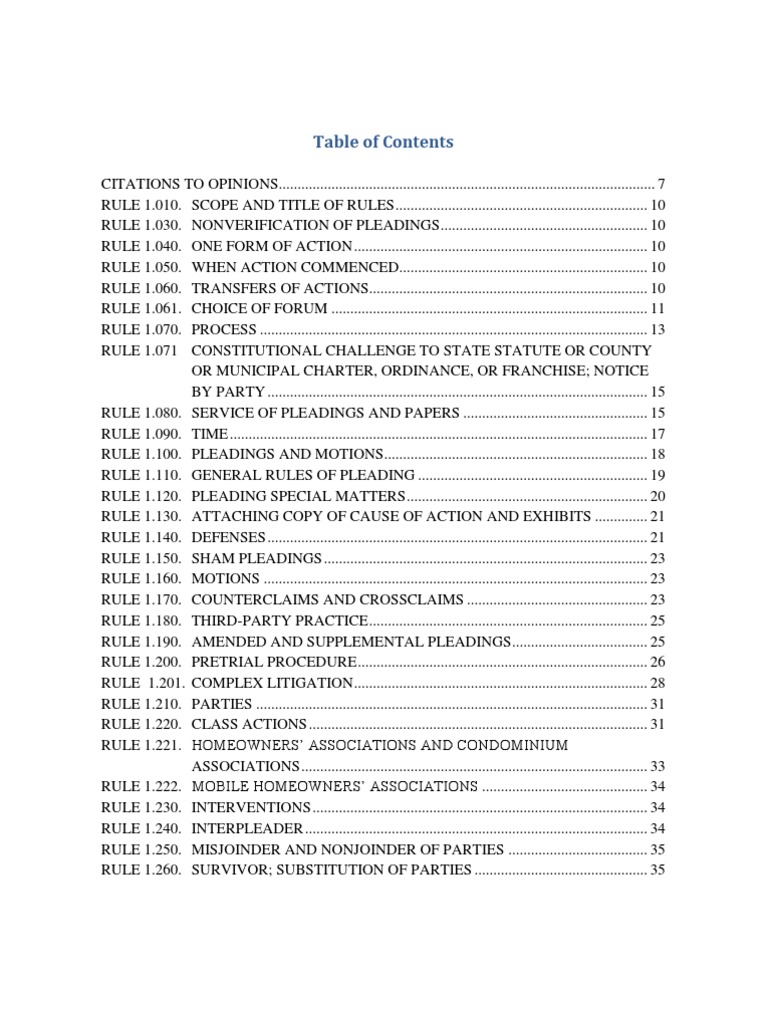 Rules of Civil Procedure Service Of Process Pleading
