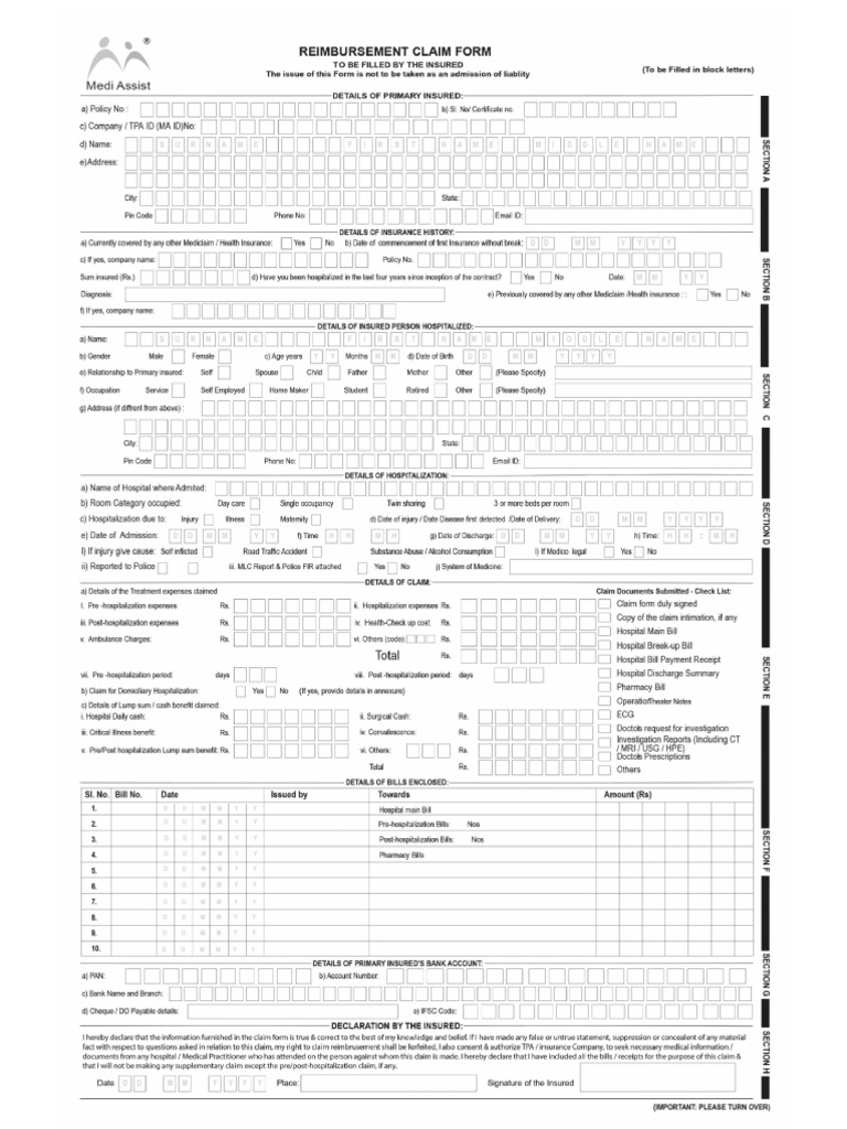 Claim form medi assist pdf