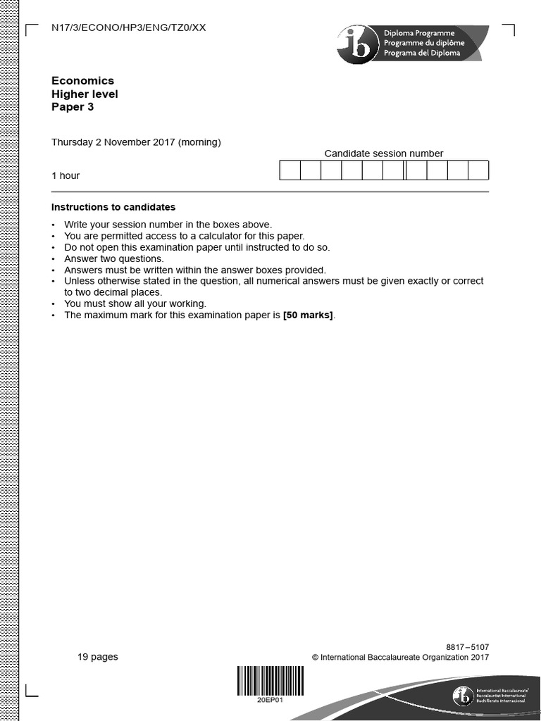 N17 Economics Paper 3 HL | PDF