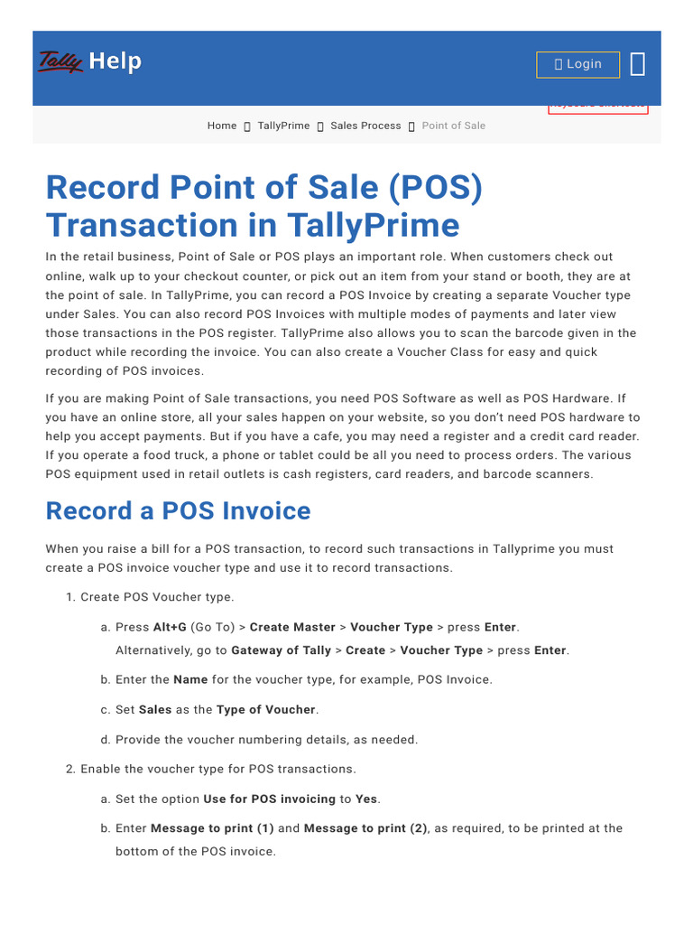 TallyPrime POS Guide for Retailers | PDF | Point Of Sale | Business