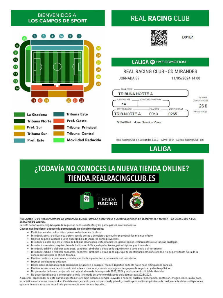 Entradas Racing | PDF