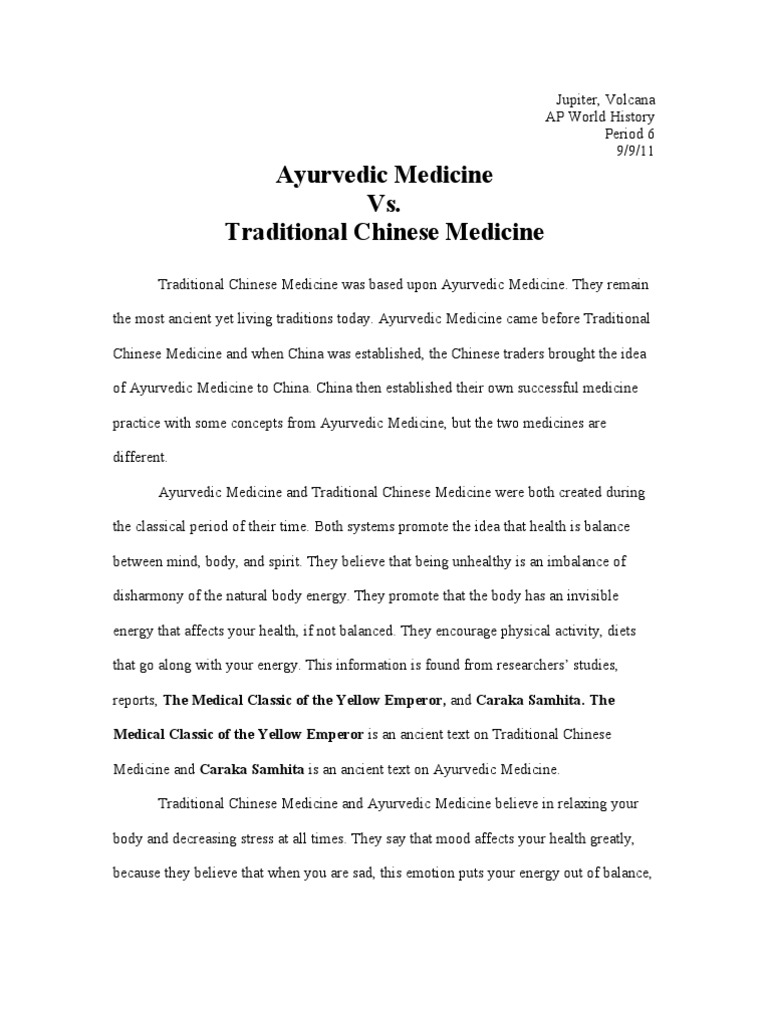 Ayurvedic Medicine vs. Traditional Chinese Medicine Download Free PDF Ayurveda Traditional
