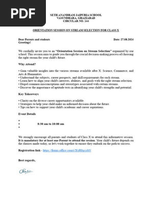 Circular 144,Orientation Session on Stream Selection, X