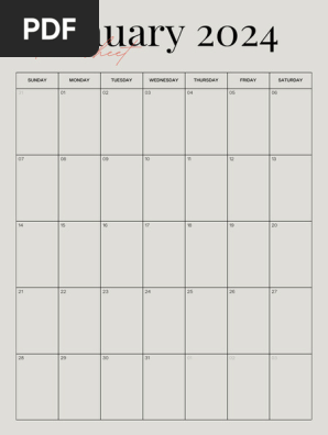 Grey Modern 2024 Monthly Calendar