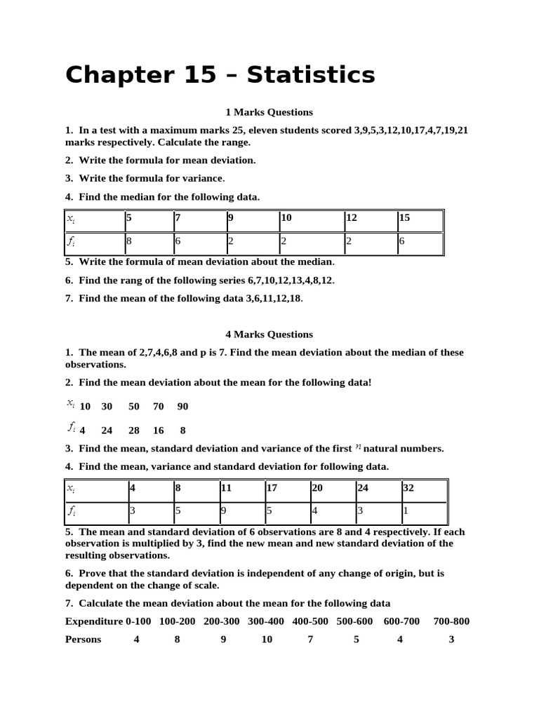 Extra Questions Statistics | PDF